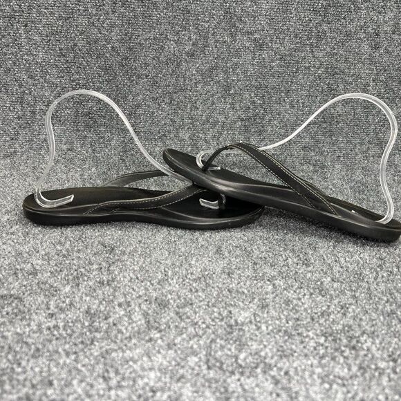 OluKia Ho‘opio Sandals Women's 9 Black Athletic Beach Summer Comfort Flip Flops - Picture 7 of 12